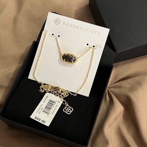 Kendra Scott Gold Necklace with Black Oval Pendant